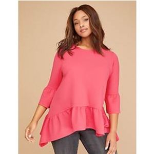Crepe Ruffle-Sleeve Sharkbite Hem Shirt 18/20